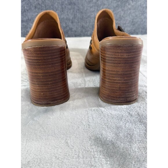 Mia womens shoes 8.5M Y2K Brown leather chunky mules heels 4" - Picture 13 of 16